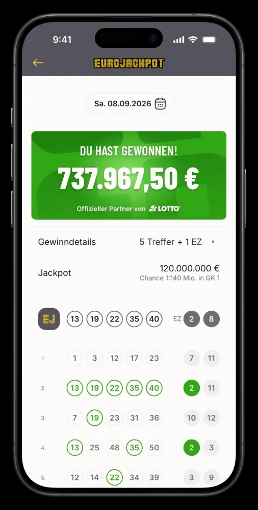 Lotto Scanner App Gewinnübersicht