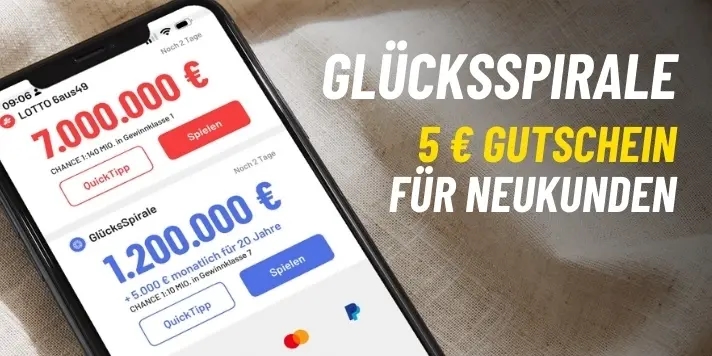 GlücksSpirale spielen – 1 Los gratis mit 5 € Rabatt für Neukunden